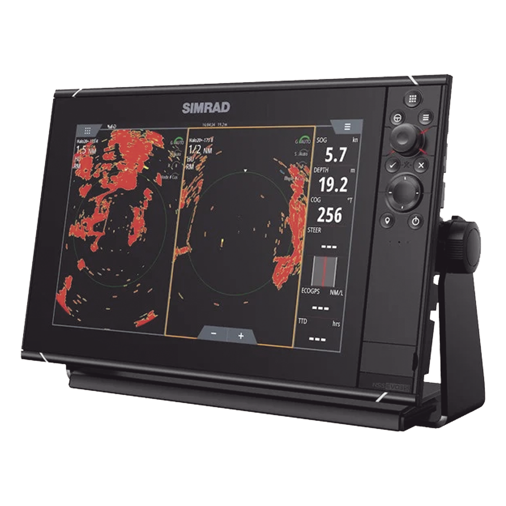 Pantalla Náutica NSS12 evo3S / Pantalla SolarMAX IPS 12 Pulgadas / Procesador iMX 8 / Ecosonda Integrada 1kW CHIRP / Conectividad Inalámbrica / Cartografía C-MAP® Preinstalada / Compatibilidad con Accesorios Simrad / Montaje Flush