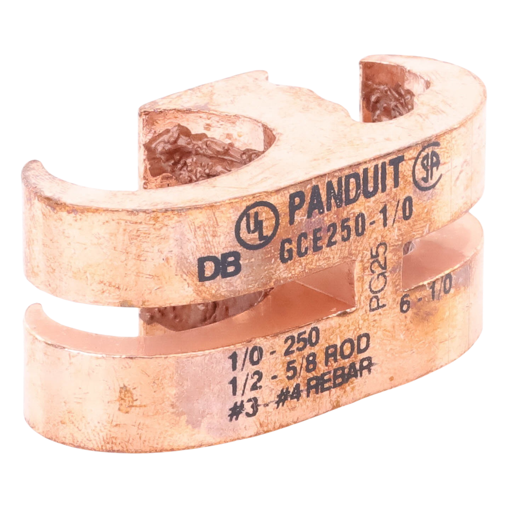 Conector de Conexión a Tierra tipo "E" para Conductor 1/0 AWG STR – 250 KCMIL MAIN y 6 AWG SOL – 1/0 AWG STR TAP