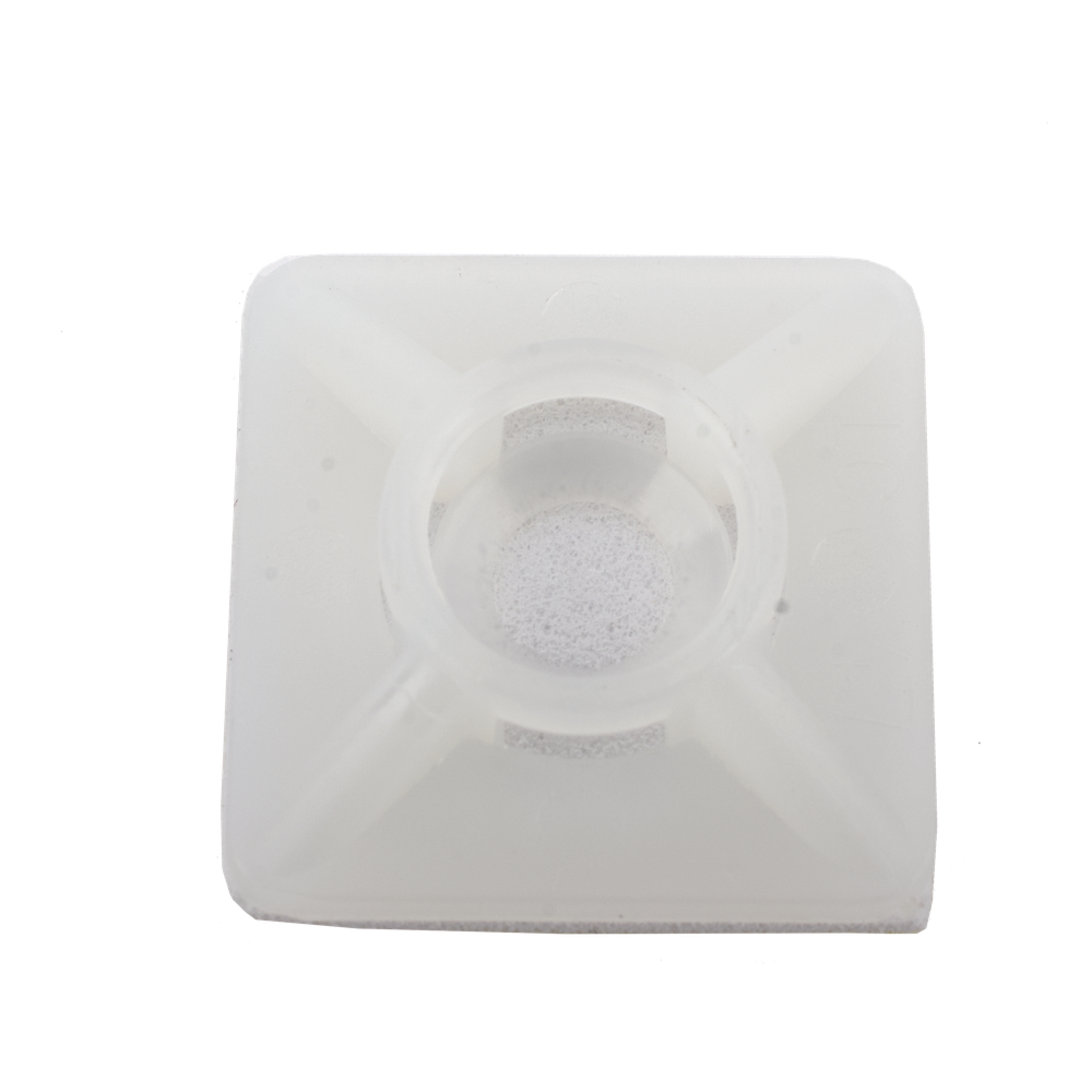 Base Autoadherible para Cinchos Práctica y Eficiente para la Organización y Fijación de Cables, Fabricada en Nylon Resistente y de Color Natural con una Medida de 19x19 mm, Paquete con 100 Piezas (4210-00001)