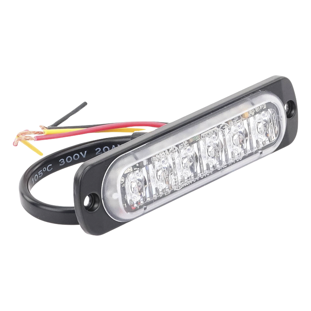 Luz Auxiliar de 6 LED, Ambar, Lente Transparente, SAE
