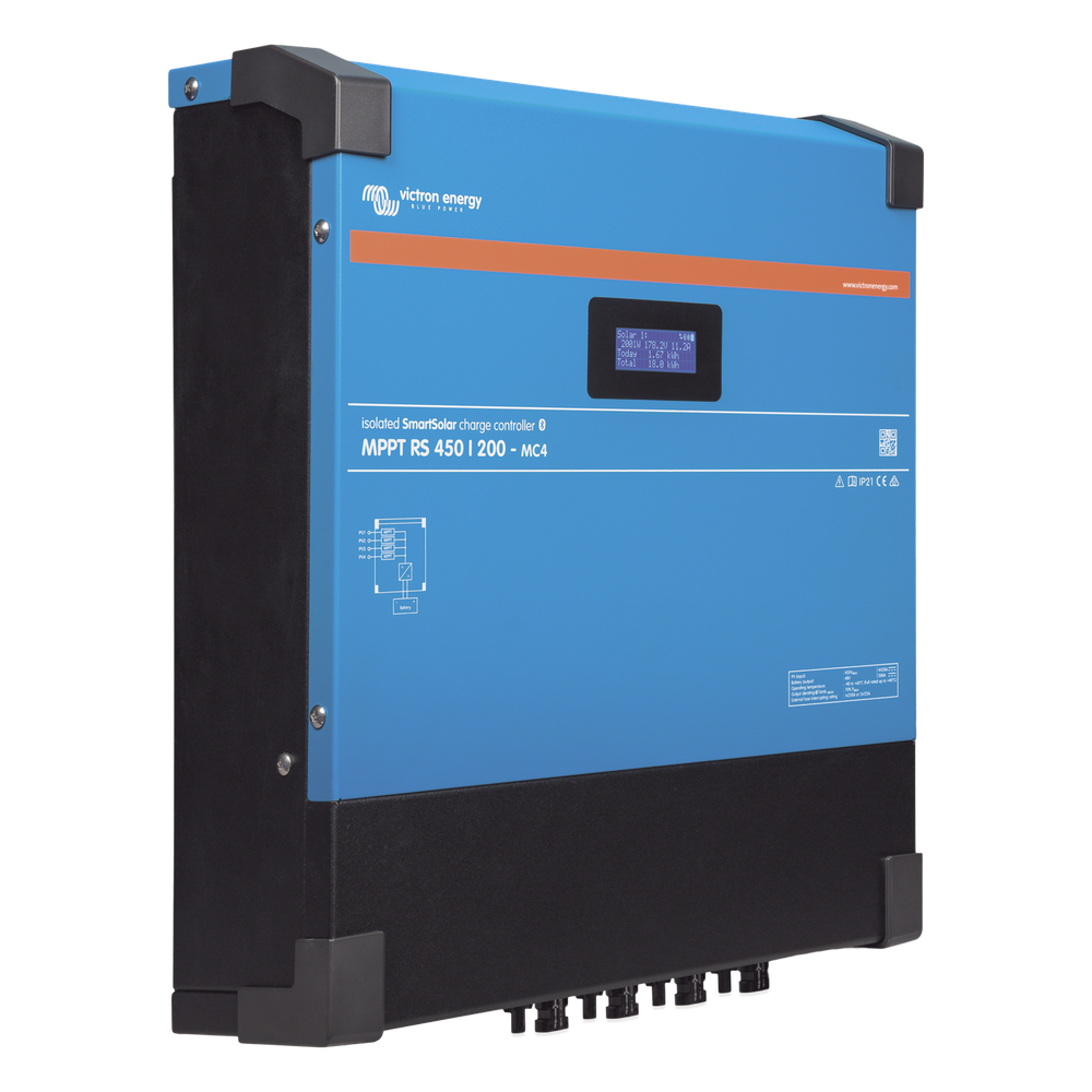 SmartSolar MPPT RS 450/200-MC4. Controlador Solar MPPT 200A, Voltaje: 48 Vcc. Para uso con Inv. Cargadores Victron