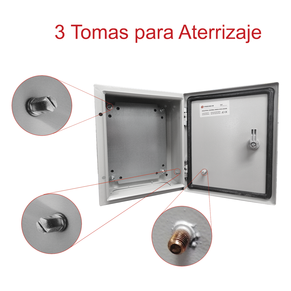 Gabinete de Acero IP66 Uso en Intemperie (400 x 400 x 200 mm) con Placa Trasera Interior de Metal y Compuerta Inferior Atornillable (Incluye Chapa y Llave T).