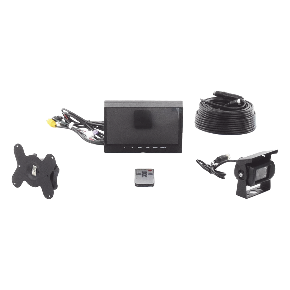 Sistema Profesional de Cámara de Reversa y Monitor Alámbrico para Vehículos de Trabajo y Montacargas