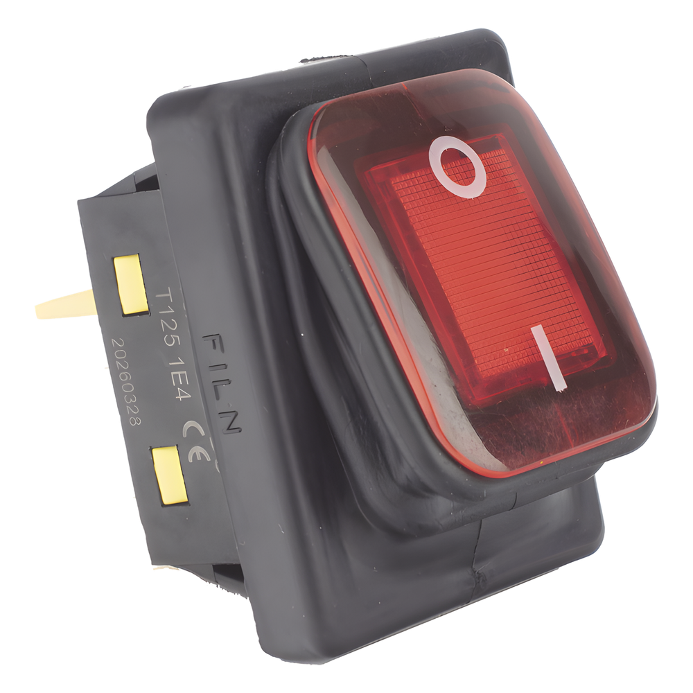 Interruptor tipo Switch con Led Color Rojo / IP65 / Diseño Industrial / NO, COM, NC / Terminales tipo F1