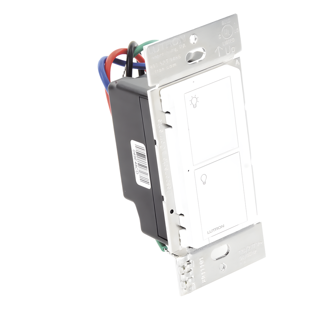 Interruptor de pared inteligente on/off Caseta Wireless, voltaje dual 120/277 V, 5 A en LED, sin cable neutro, compatible con controles Pico y Smart Bridge