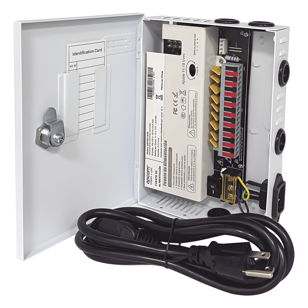 Fuente |  11-15 V |  9 canales | 16 A |  Compatible con cámaras 4K | Alta tecnología en seguridad | Doble ventilador | Hasta 1.8 Amperes por Salida | Filtro de ruido por canal | Diseño de alta gama.