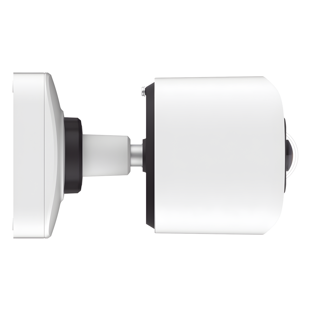 Cámara Bullet de Red Mini Panorámica 180° AI / 4K / Super WDR 120dB / Micrófono Integrado / IP67-IK10 / Soporte PoE / Almacenamiento 1TB / Analítica IA VCA 8 Modos / ONVIF y VMS