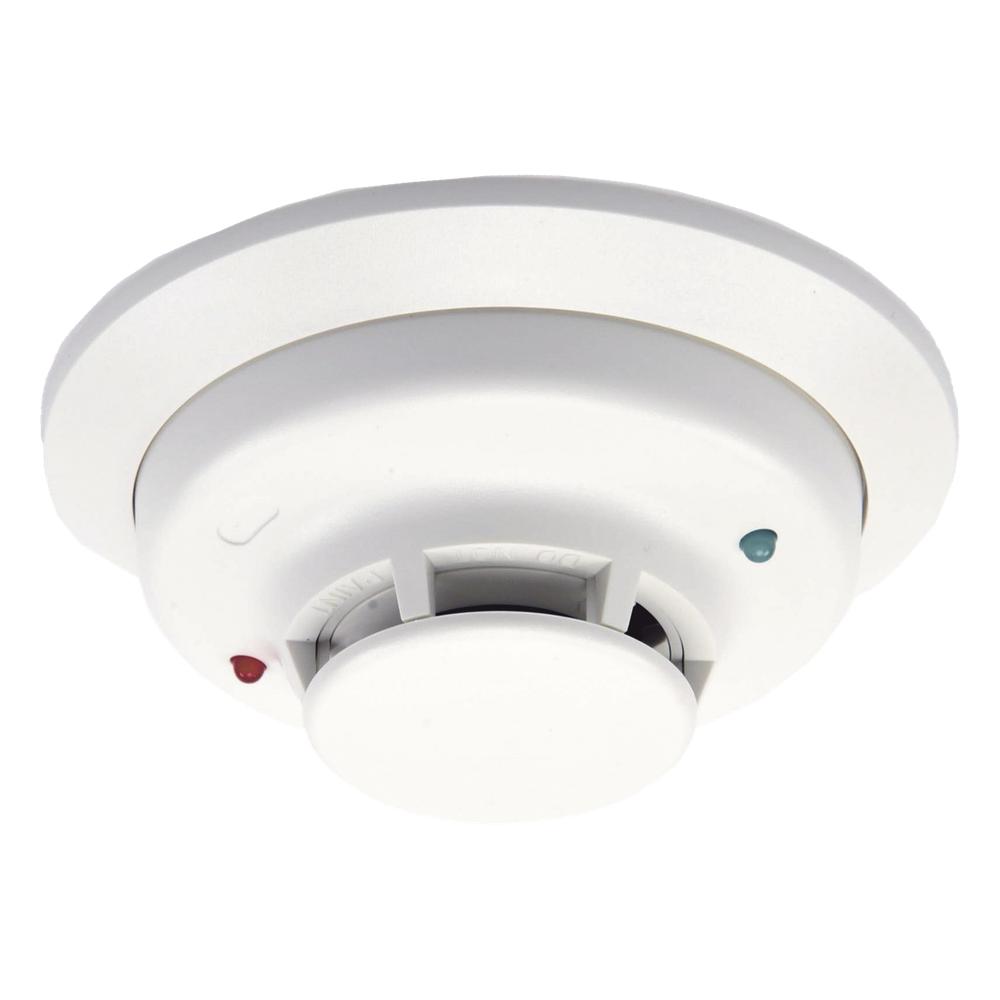 Detector fotoeléctrico de humo convencional de 2 hilos con LED bicolor y compensación automática de sensibilidad