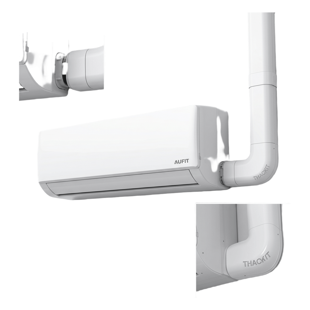 Kit de Canaletas Para la Organización de Tuberías y Cables Eléctricos en Instalaciones de Aire Acondicionado, Uso en Interiores y Exteriores, PVC Rígido, Ideal Para Minisplit, Contenido de Kit (11 Piezas), (3000-00000)