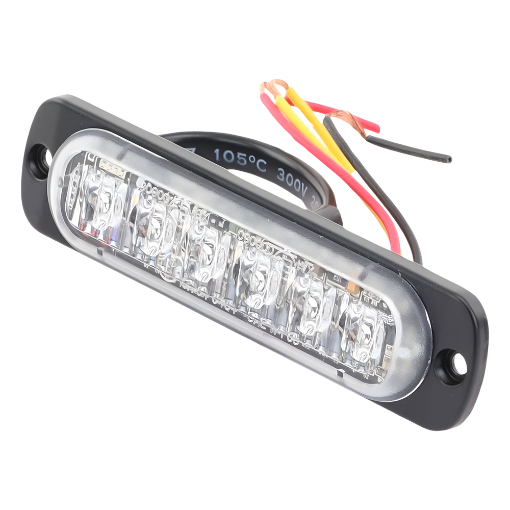 Luz Auxiliar de 6 LED, Rojo, Lente Transparente, SAE